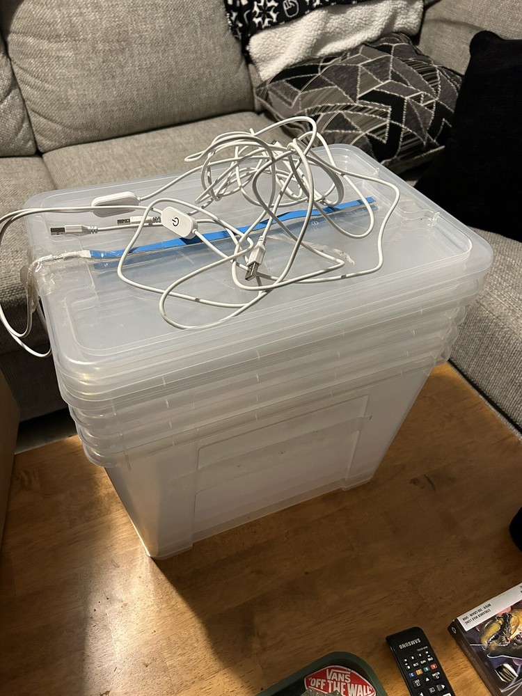 4 USED MUSHROOM FRUITING CHAMBERS WITH LED LIGHT BARS, USB HOOK UPS