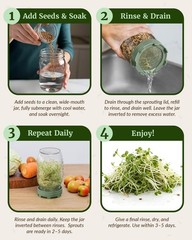 Sprouts Growing Kit for Wide Mouth Mason Jars, Set of 2 Sprouting Lids for Or…