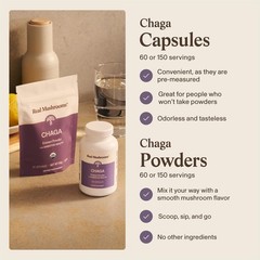 Real Mushrooms Chaga Mushroom Capsules – Organic 300 Count (Pack of 1)