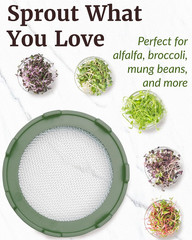 Elementi Sprouts Growing Kit for Wide Mouth Mason Jars, Set of 2 Sprouting Lids