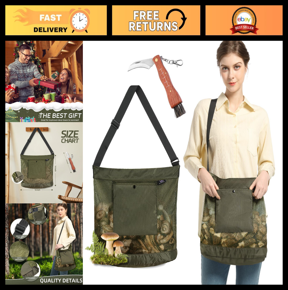 Mushroom Foraging Kit with Mesh Bag, Knife & Adjustable Strap – Ideal Gift for F