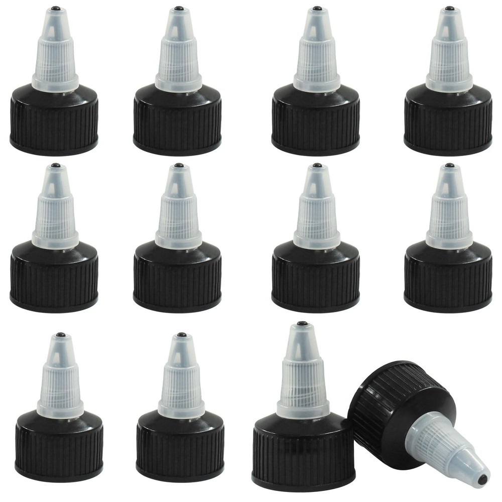 Twist Top Caps 12 PCS 24/410 Black Dispensing Replacement Squeeze Bottle