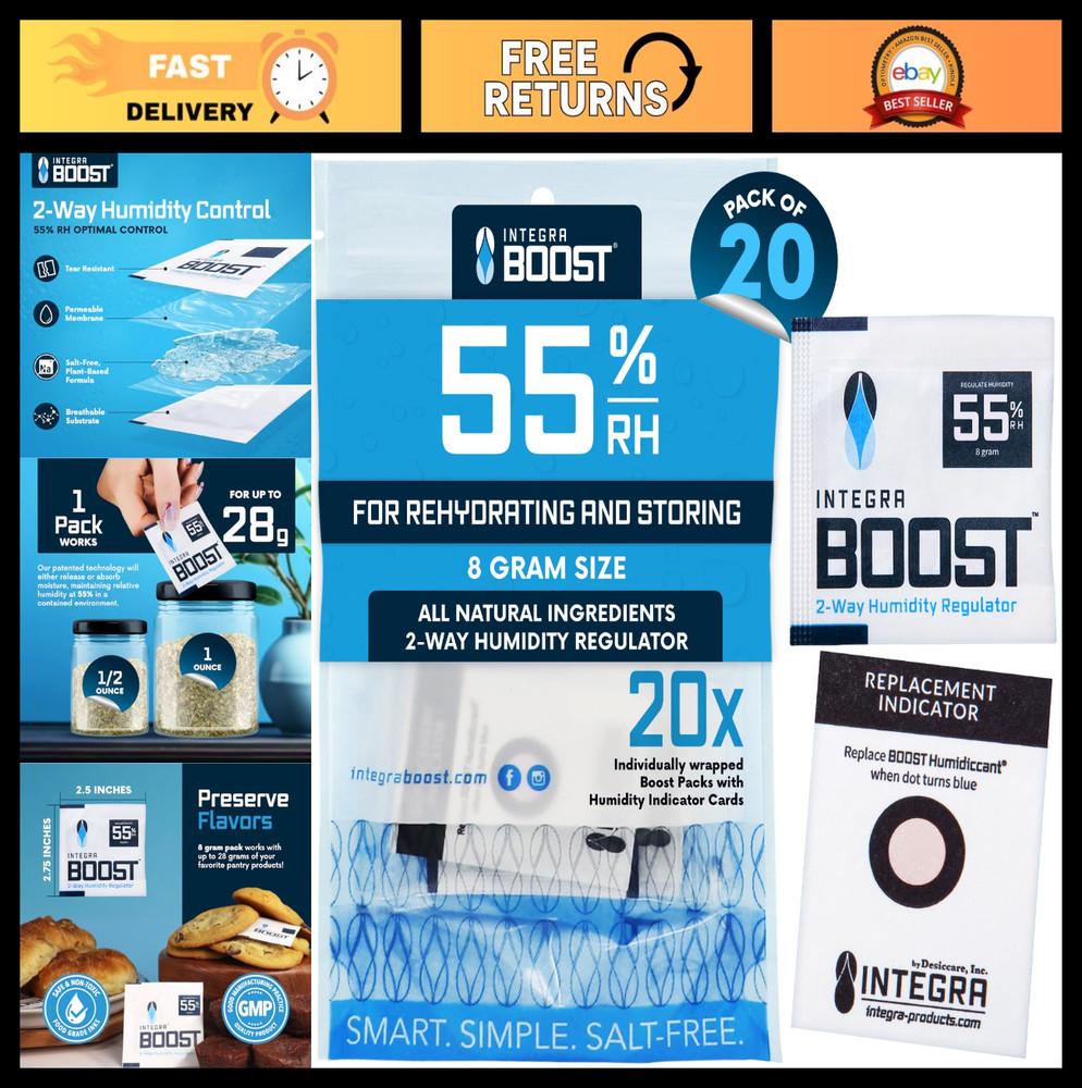 Two-Way Humidity Control Pack – 55% RH, 8g Size, Moisture Balancer for Food & He