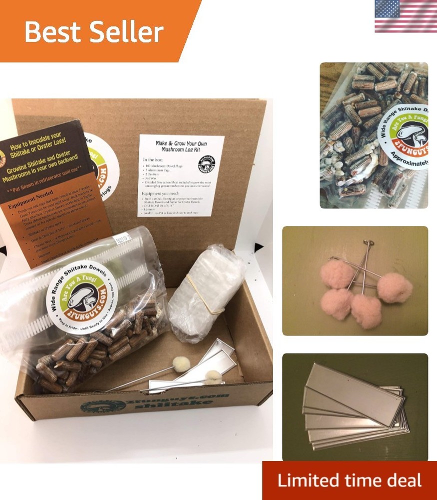 Complete Shiitake Mushroom Plug Starter Kit with Fast Fruiting Instructions