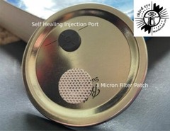 12 Reg Mouth Metal Liquid Culture / Grain Spawn Lids Inj Port / Syringe Filter