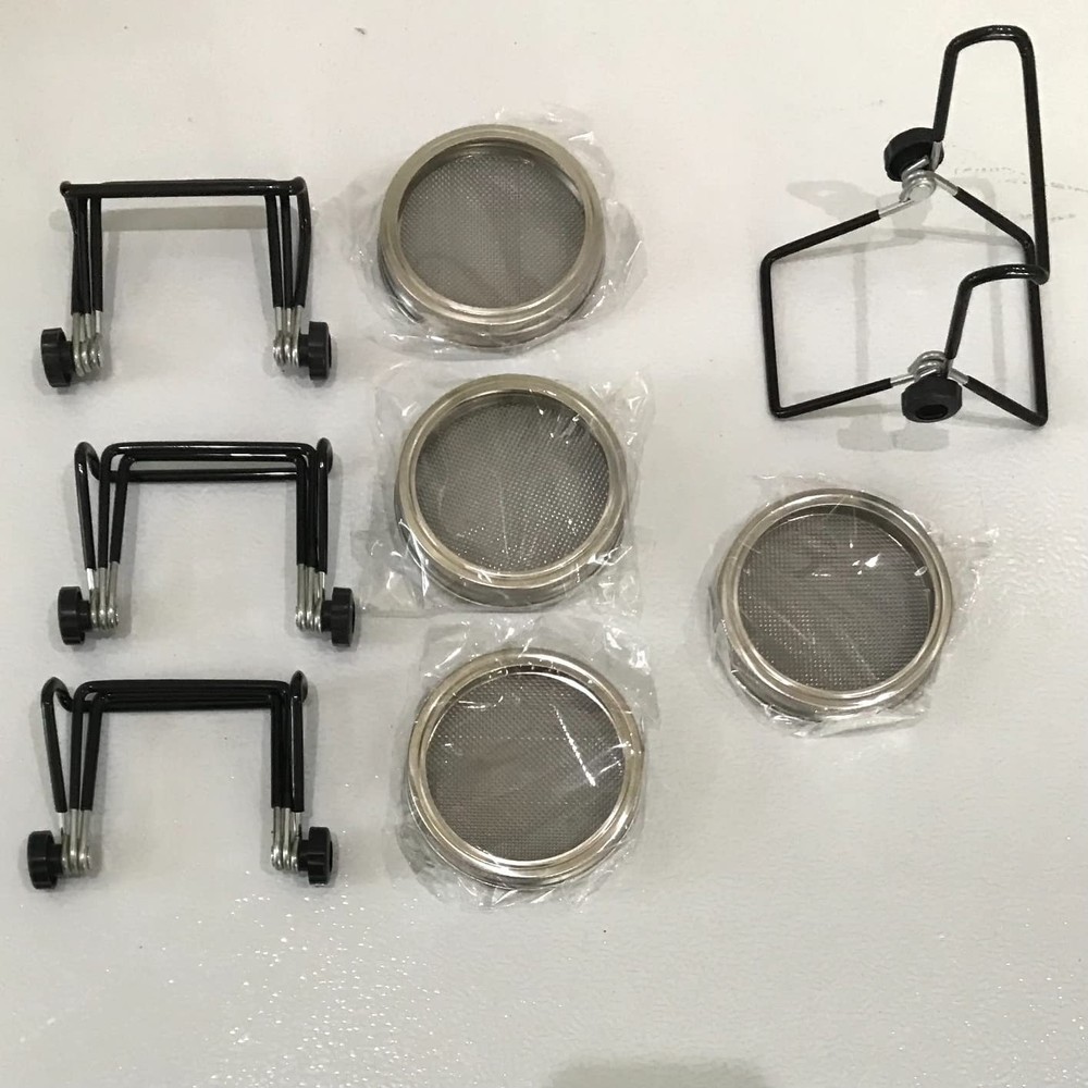 4 PCS Mason Jar Sprouting Lids Kit, Stainless Steel Wide Mouth Grow Set, New USA