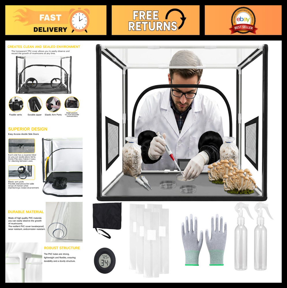 Large Still Air Box for Mushroom Growing – Mycology Fume Hood & Grow Kit, 31.5″x