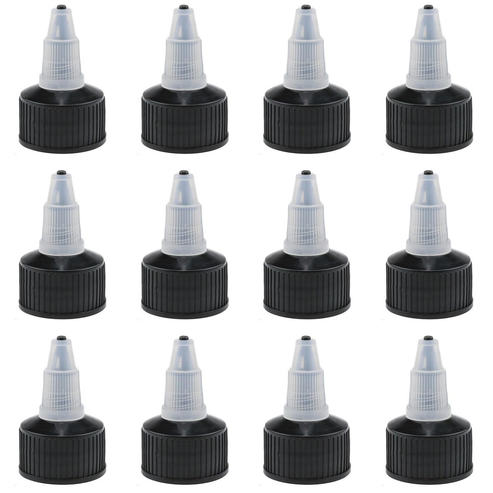 12 PCS Natural Twist Top Caps Black Squeeze Bottle Replacement Cosmetics