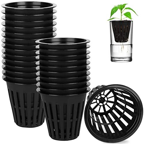 2 Inch Net Cup Pots for Hydroponics Orchids Mesh Baskets with Wide Lip, 50Pack