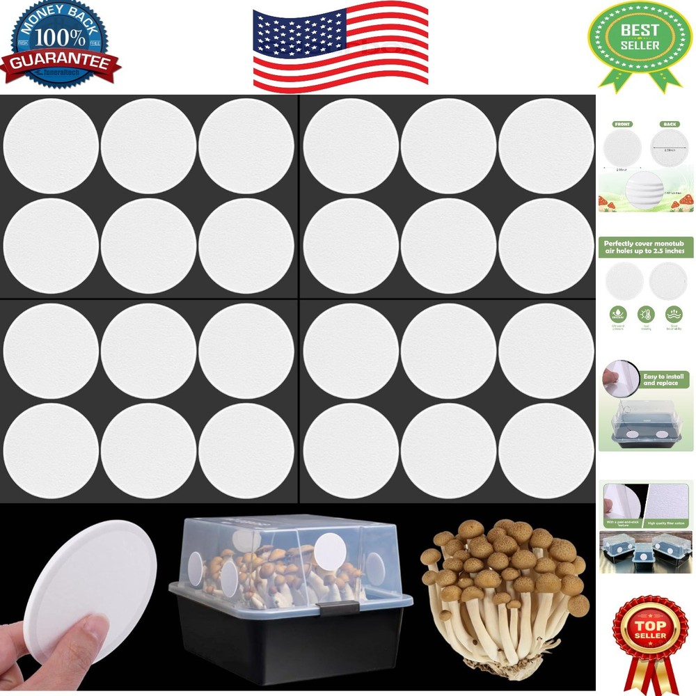 3mm Thick Monotub Filter Pads – 24 Pieces for Effective Mushroom Cultivation