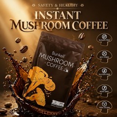 Bunkell Mushroom Coffee, Instant Coffee Blend with 6 6.35 Ounce (Pack of 1)
