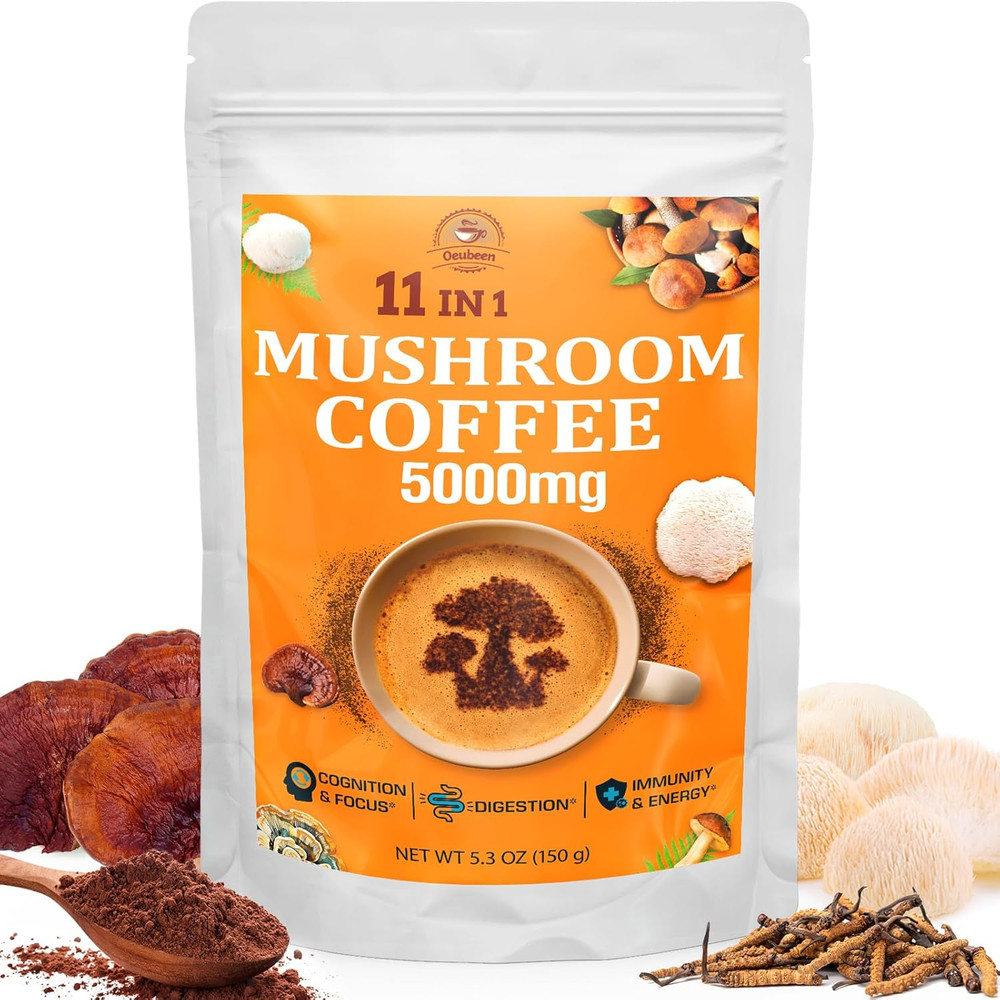 Mushroom Coffee – Mushroom Coffee Organic with 11 Superfood Mushrooms, Includ…