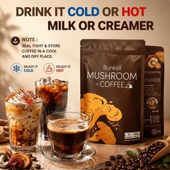 Bunkell Mushroom Coffee, Instant Coffee Blend with 6 6.35 Ounce (Pack of 1)