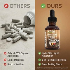 Mushroom Supplement Liquid Drops with Lions Mane 2 Fl Oz (Pack of 1), Amber