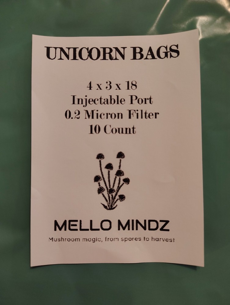 Mushroom Spawn Bags w/Injection Port, 0.2 Micron Filter, 4x3x18 “FREE SHIPPING”