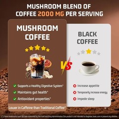Mushroom Coffee 11 in 1 Mushrooms with Ashwagandha, Lion’s Mane, Reishi, Cord…
