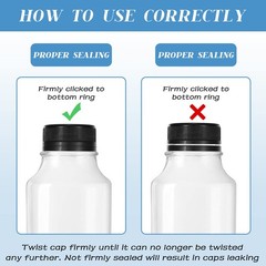 100 Pcs Caps for Empty Juice Bottles, Tamper Seal Lids 38 mm Plastic Bottle C…