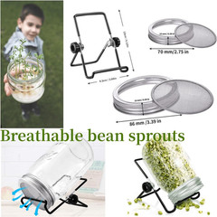 2Pcs Sprouts Growing Jar Kit, Wide Mouth Quart Mason Jars with Stainless Steel S