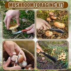 9 Pcs Mushroom Foraging Kit Includes Hunting Bag, Shroom Knife with Brush, Glove