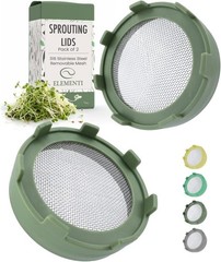 Sprouts Growing Kit for Wide Mouth Mason Jars, Set of 2 Sprouting Lids for Or…