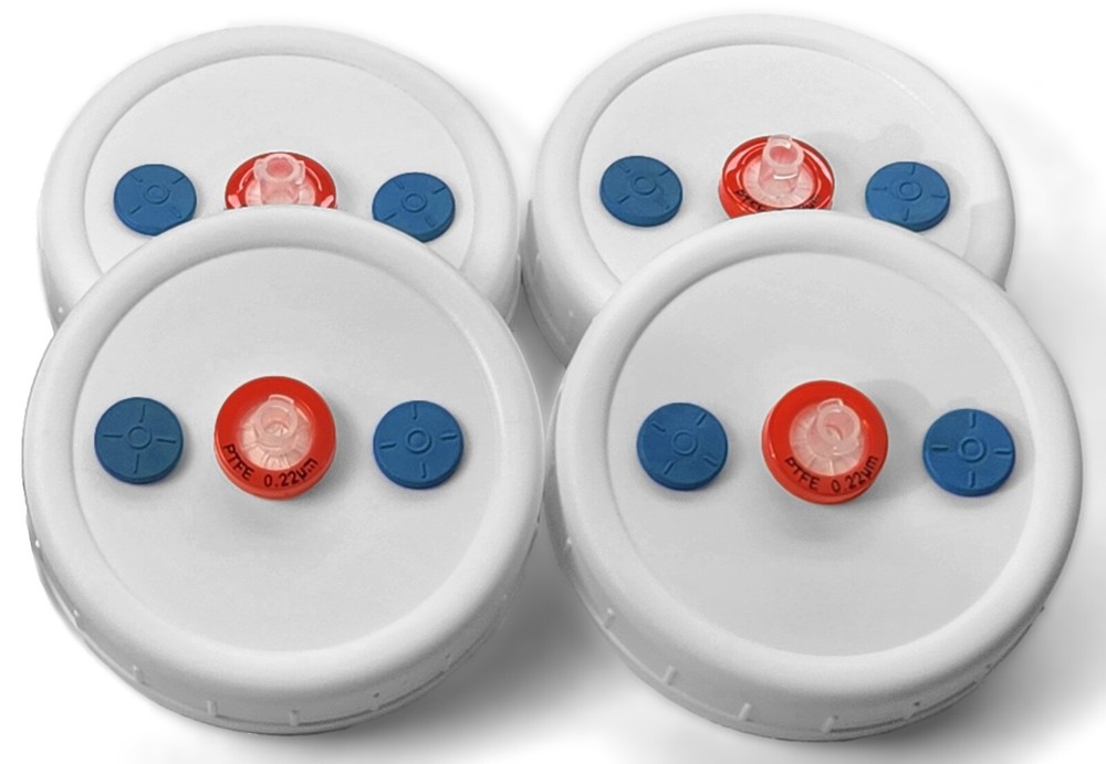 4 Liquid Culture Mason Jar Lids Regular Mouth for Mycology, 2 Injection Ports