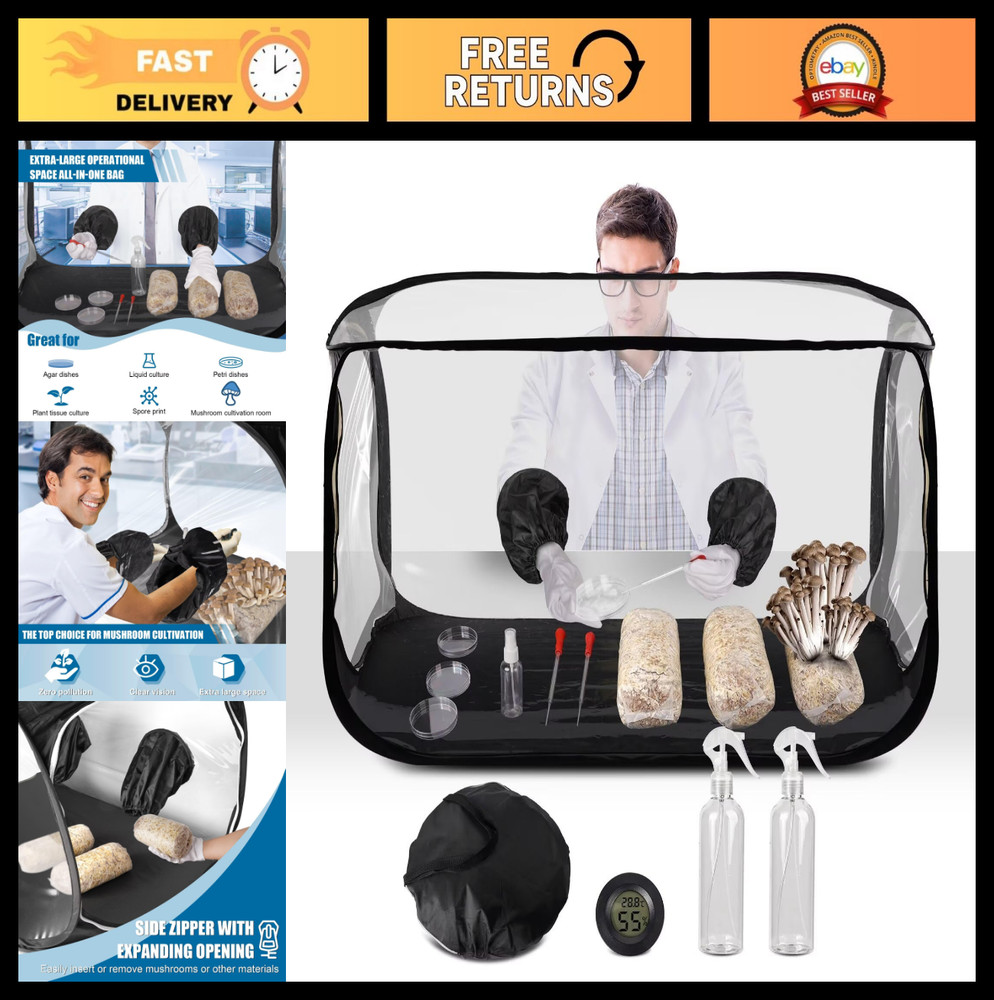 Large Still Air Box Mushroom Grow Tent – 38x20x25 Inch Clean Air Workstation, St