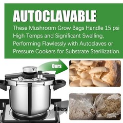 20 Pack Mushroom Grow Bags – 6 Mil Polypropylene, 0.2 Micron Filter, Autoclavabl