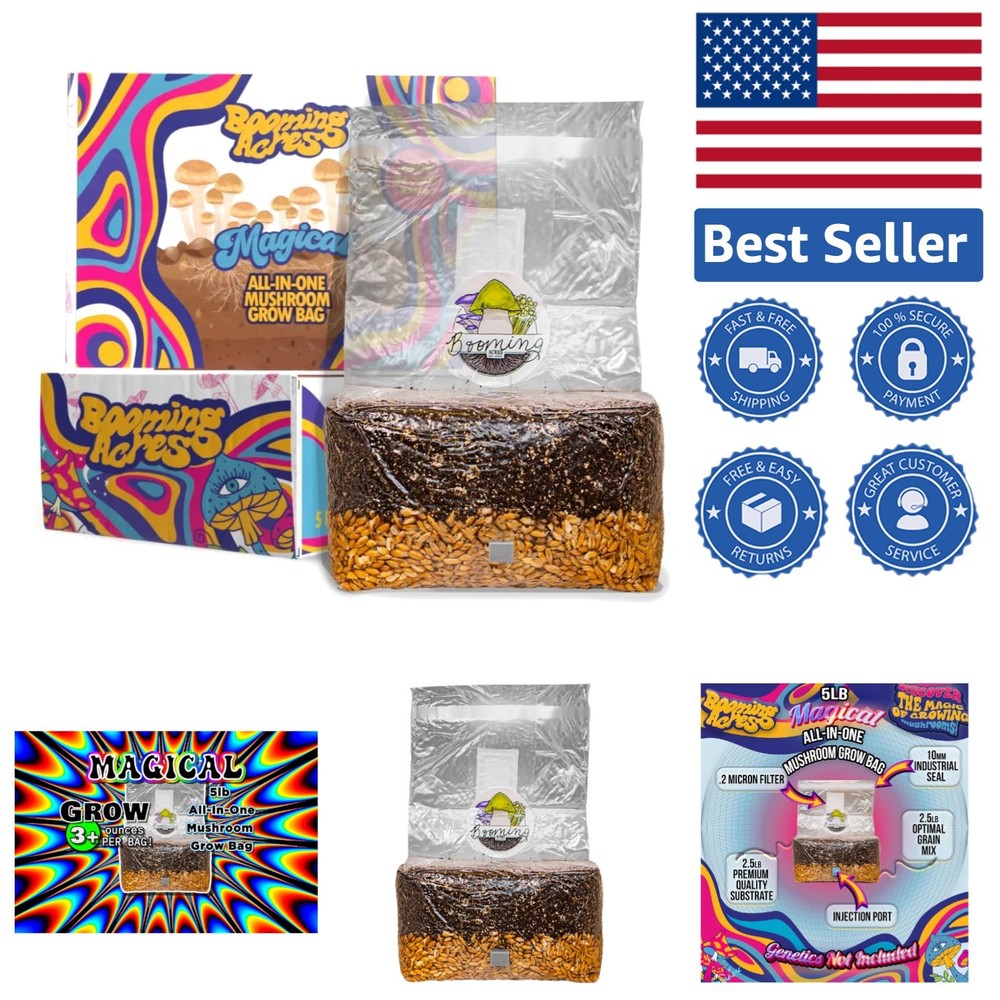 The Magical 5lb All-in-One Mushroom Grow Bag | Mushroom Grow Kit | Harvest Yo…