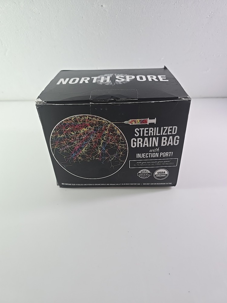 🍄‍🟫North Spore 3lb ORGANIC Sterilized Grain Bag with Injection Port, NEW 🍄‍🟫
