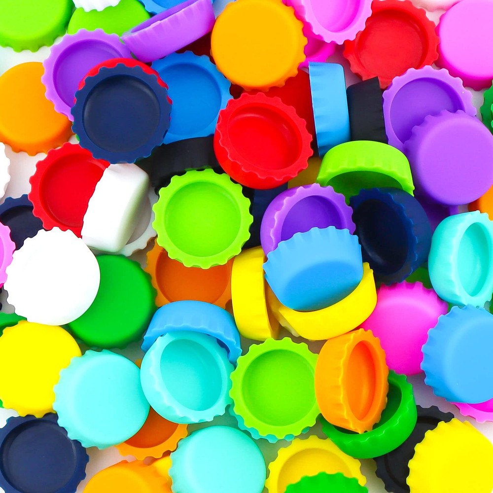 108Pc Silicone Rubber Beer Bottle Caps Reusable Drink Bottles Caps for Soda Beer