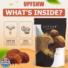 UPFSHW Mushroom Coffee-Classic 6 Types of Organic Mushrooms Paired with Lion