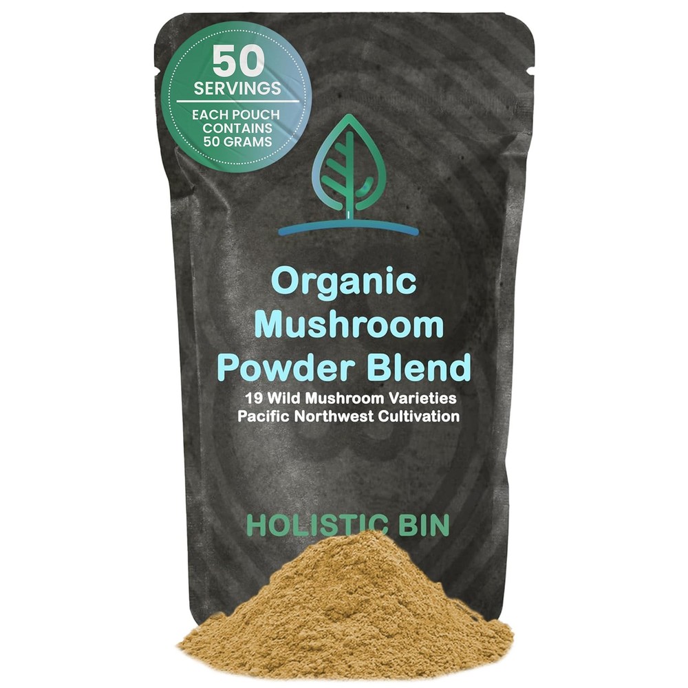 Holistic Bin Mushroom Blend Powder – 19 Wild Harvested 2.1 Ounce (Pack of 1)