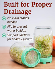 Elementi Sprouts Growing Kit for Wide Mouth Mason Jars, Set of 2 Sprouting Lids