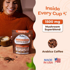Pella Mushroom Mushroom Coffee – Lions Mane Reishi Chaga Cordyceps Shiitake