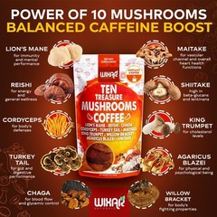Wixar Mushroom Coffee Blend – Ten Treasure Mushrooms 5 Ounce (Pack of 1)