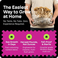 All-in-One Mushroom Grow Kit – 4LB Self-Healing Bag, Fast-Colonizing Substrate,