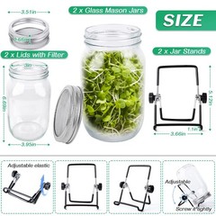 Kikerike Seed Sprouting Jar Kit with 2 Wide Mouth Mason Jars Bean Sprouts…