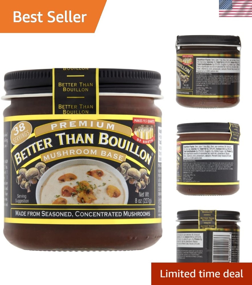 Gourmet Mushroom Base – 8 OZ Jar for Rich Soups and Marinades, 9.5 Quarts Yield
