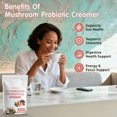 Mushroom Probiotic Coffee Creamer, 6 Adaptogenic 7.4 Ounce (Pack of 1)