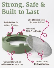 Sprouts Growing Kit for Wide Mouth Mason Jars, Set of 2 Sprouting Lids for Or…