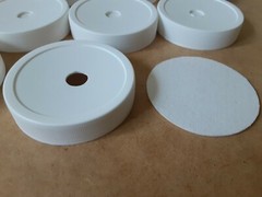 10 Mushroom Spawn Lids with Synthetic Filter Disc, Regular Mouth, 1/2in hole SFD