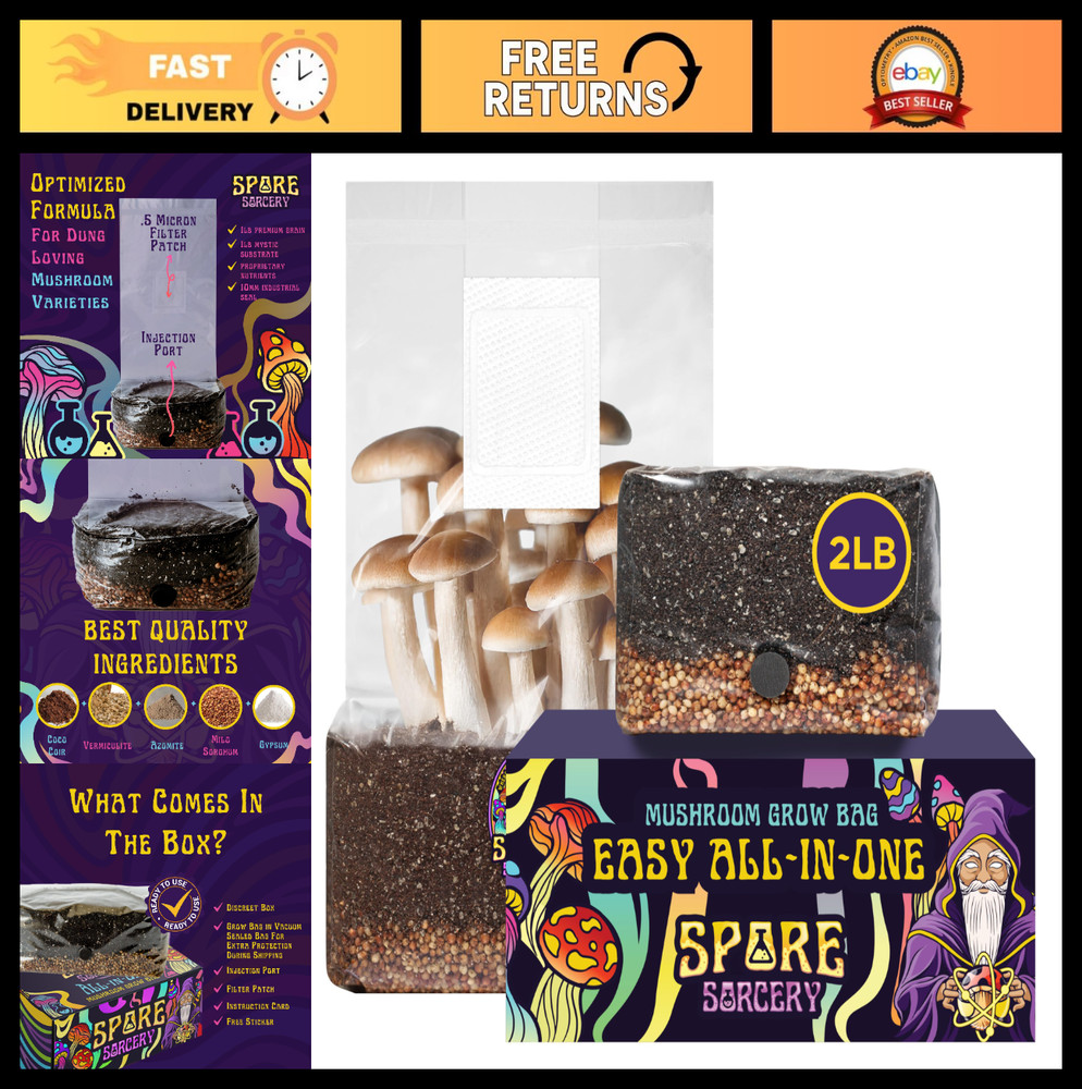 2 LB Mushroom Grow Bag – Nutrient-Enhanced, Injection Port, Easy Spore Growing!