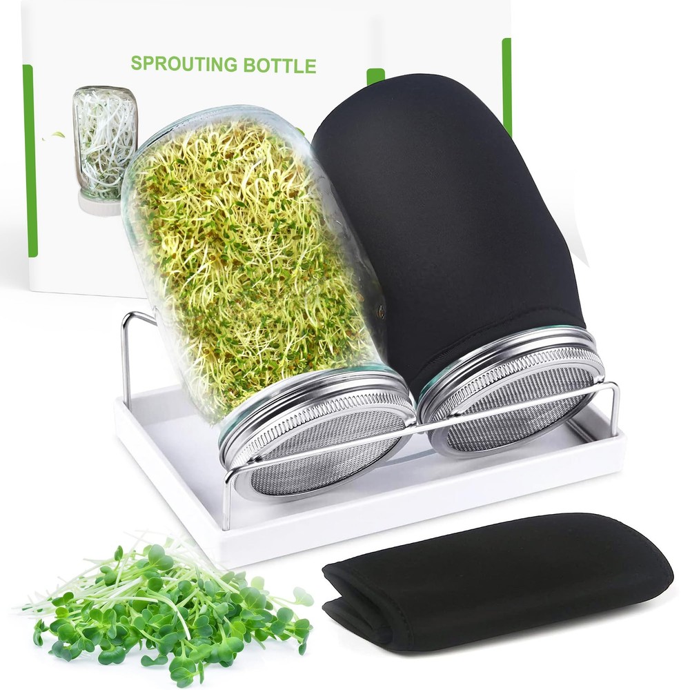 Organic Seed Sprouting Jar Kit – 2 5.7 x 7.67 x 9.44 inches, Stainless Steel
