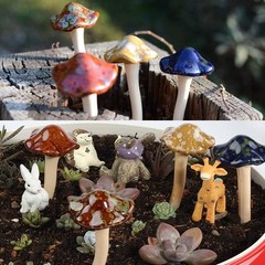 kathson 6 Piece Garden Mushrooms – Ceramic Mushroom for 6PCS, Random Color