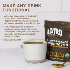 Laird Superfood Organic Performance Mushroom Blend 3.17 Ounce (Pack of 1)
