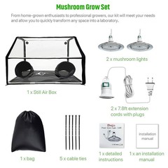 Ehaijia Large Still Air Box Mushroom Grow Set, 30×20×20 Inch, Transparency