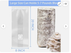 50 Pack Mushroom Grow Bags, 8x5x20, 0.2 Micron Filter, Autoclavable Bag