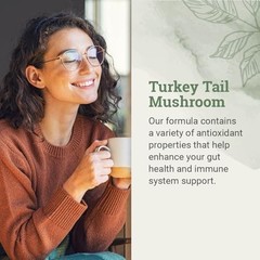 Earth Harmony Organic Turkey Tail Mushroom Capsules – Superfood Supplement for