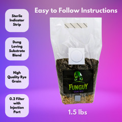 All-in-One Dung Loving Mushroom Growing Kit Bag Grow Substrate & Rye Grain