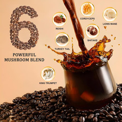 Mushroom Coffee, Adaptogenic 6 Mushrooms with Lion’S Mane, Reishi, Cordyceps, Sh